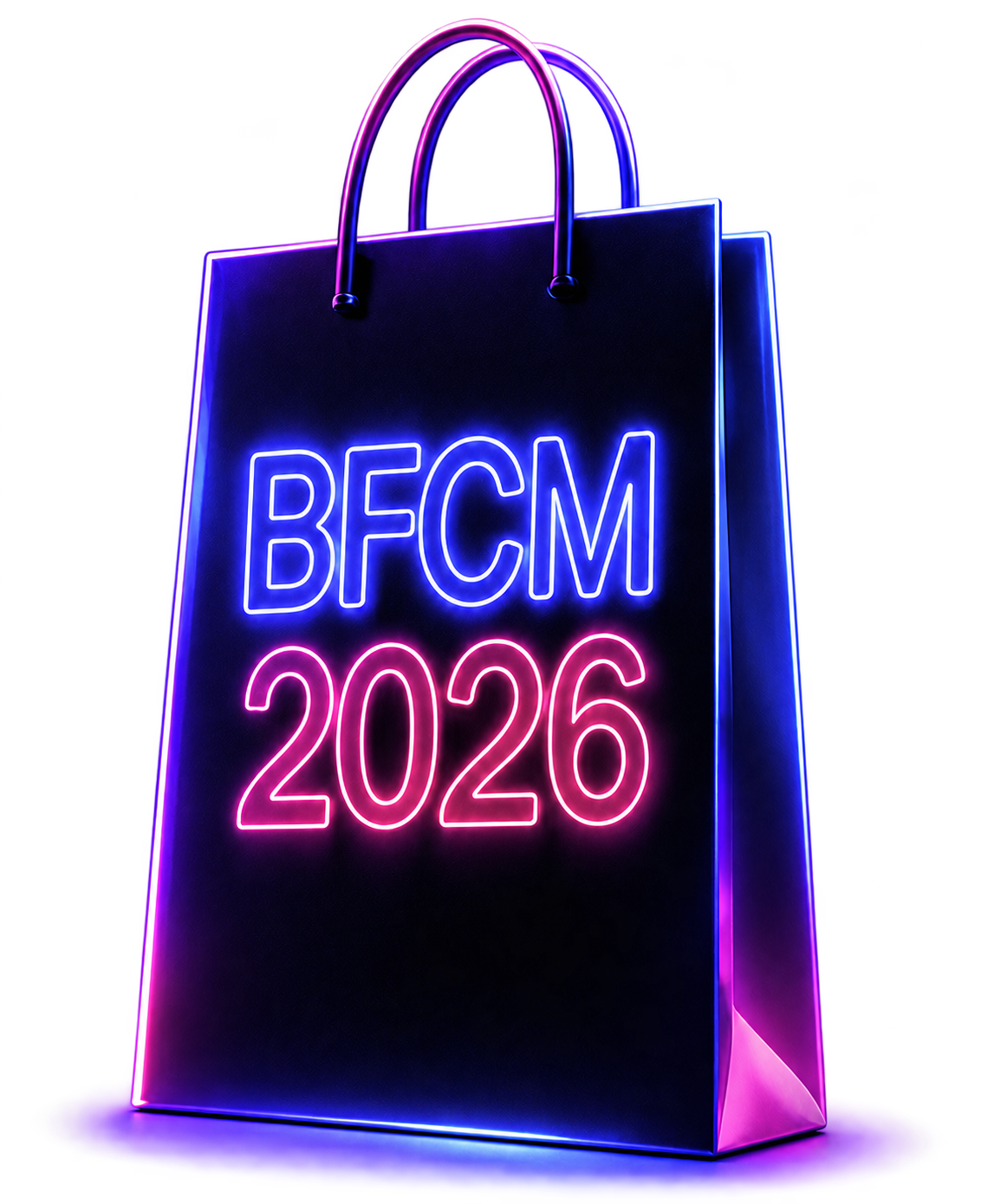 Neon BFCM 2026 shopping bag